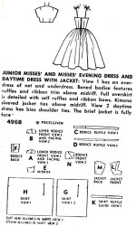4968 1954 CINDERELLA RUFFLE STRAPPY DRESS, BOLERO JKT PATTERN 16